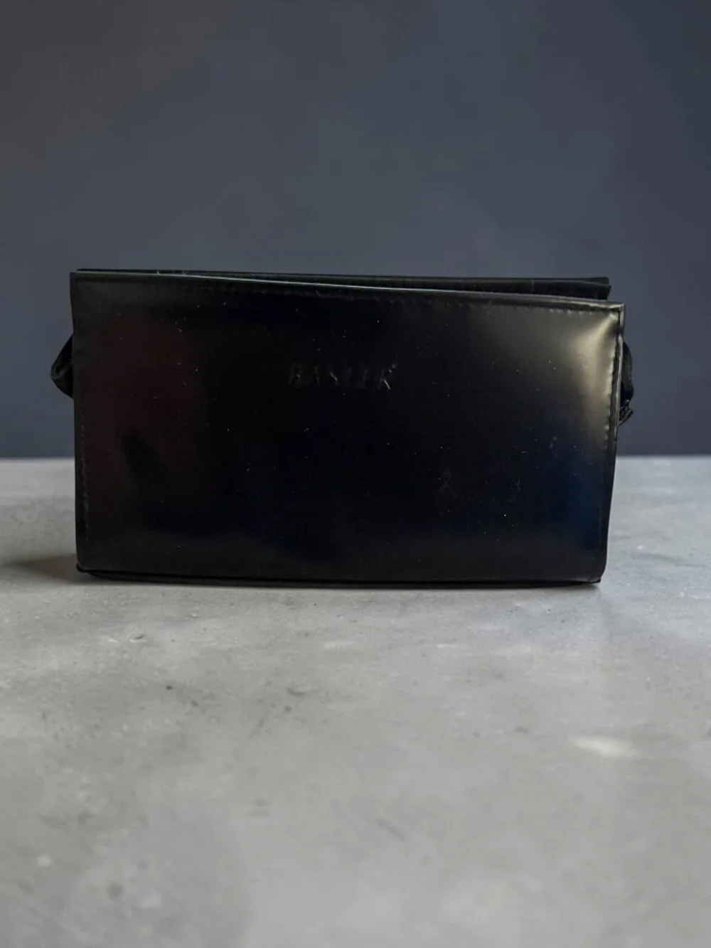 BASLER Black Leather Makeup Toiletry Bag NEW NWOT